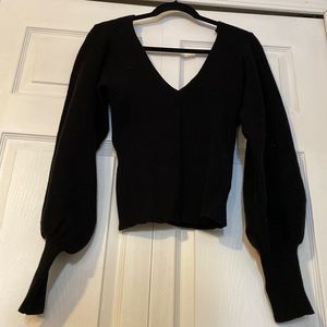 Black off shoulder or shoulder on sweater blouse